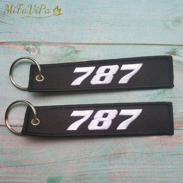 Boeing 787 Embroidery Key Chain THE AVIATOR
